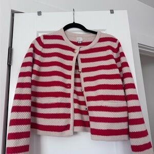 Red and Cream Striped Cardigan